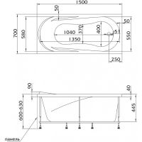 Акриловая ванна 1MarKa Medea 150x70 без гидромассажа арт-01ме1570 — фото 3, Акриловые ванны