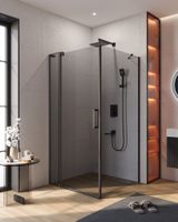 Душевой уголок CEZARES арт-SLIDER-AH-1-100-90/100-GRIGIO-NERO — фото 1, Прямоугольные душевые уголки