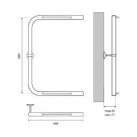Водяной полотенцесушитель Melodia della vita Moon Shelf П-образный 60х40 с полкой Полирова арт-MTRMS6040 — фото 2, Водяные полотенцесушители
