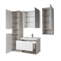 Тумба PERFECTO, 90 см, подвесная, 1 ящик, дуб эврика/белый глянец арт-99.0813 — фото 4, Тумбы под раковину