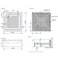 Акриловый поддон для душа Melodia della vita Square 80x80 Белый арт-MTYSQ8080H — фото 2, Акриловые душевые поддоны