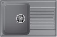 GRANFEST Мойка QUARZ 78 1-чаша+крыло 740*480мм темно-серый арт.GF-Z- арт-78 темно-серый — фото 1, Кухонные мойки