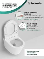 Унитаз Ambassador Ritz подвесной с сиденьем Микролифт арт-233K19003RS — фото 5, Подвесные унитазы