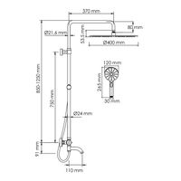 Душевой комплект с термостатическим смесителем арт-A188.117.127.087.CH Thermo — фото 3, Душевые стойки