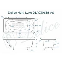 Чугунная ванна Delice Haiti Luxe 170x80 без отверстий под ручки с антискользящим покрыт арт-DLR230638-AS — фото 2, Чугунные ванны