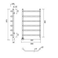 Электрический полотенцесушитель Domoterm Лаура П6 500x800 EL Хром арт-ЛаураП6500x800EL — фото 2, Электрические полотенцесушители
