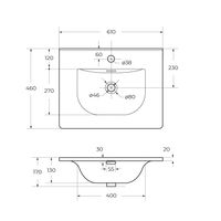 Керамическая раковина CEZARES арт-CZR-8099-60 — фото 3, Раковины встраиваемые сверху