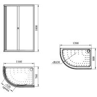 Душевой уголок Radomir Соул 2 120x80 R профиль Черный стекло прозрачное арт-1-03-6-2-0-0090 — фото 2, Асимметричные душевые уголки