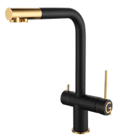 Rivelato Смеситель для кухни Lugano Г-обр. с краном питьевой воды D-35мм antracite oro арт. арт-1523513 antracite oro — фото 1, Смесители для кухни