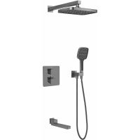 Душевая система Rose R15T с термостатом Оружейная сталь арт-R1595T — фото 1, Встраиваемые душевые комплекты