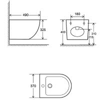 Биде AQUAme подвесное Белое глянцевое арт-AQM2102 — фото 2, Биде подвесные