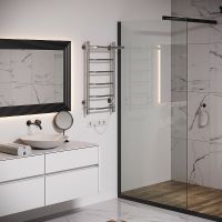 Электрический полотенцесушитель Aringa Киото 80x40 с полкой Хром арт-AR03004CH — фото 2, Электрические полотенцесушители