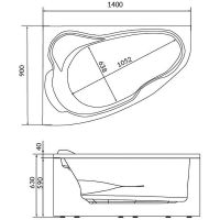 Акриловая ванна Creto Glaze 140х90 R без гидромассажа арт-16-14090R — фото 2, Акриловые ванны