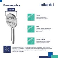 Ручной душ Milardo Ideal Spa 3F Хром арт-ILS3FCRM18 — фото 7, Лейки для душа