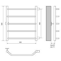 Водяной полотенцесушитель Melodia della vita Victory 50х60х1 П5 Полированная сталь арт-MTRVY5060 — фото 2, Водяные полотенцесушители