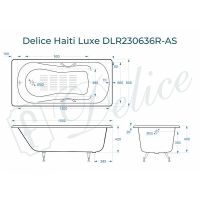 Чугунная ванна Delice Haiti Luxe 150x80 с отверстиями под ручки с антискользящим покры арт-DLR230636R-AS — фото 2, Чугунные ванны