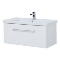 Тумба BIG INN, 100 см, подвесная, 1 ящик + выдвижной внутренний ящик, белый глянец арт-77.0205W — фото 1, Тумбы под раковину