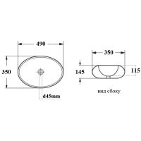 Раковина-чаша Bond 49 Белая глянцевая арт-S58-490 — фото 4, Раковины накладные