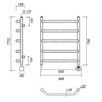Электрический полотенцесушитель Domoterm Лаура П5 500x700 ER Хром арт-ЛаураП5500x700ER — фото 2, Электрические полотенцесушители