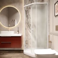 Душевой уголок Parly 90x90 ZEР911FR профиль Белый стекло матовое арт-ZEP91FR — фото 2, Душевые уголки трапеция