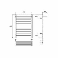 Водяной полотенцесушитель Point Аврора Премиум П7 500x600 с полкой Хром арт-PN10156SP — фото 5, Водяные полотенцесушители