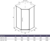 Душевой уголок Alex Baitler 100х100 профиль Хром стекло прозрачное арт-AB215-100 — фото 4, Душевые уголки трапеция