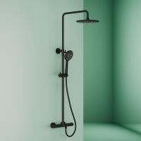 Товар: Душевая система Sancos Game с термостатом Черная матовая арт-SC3002MB - фото 2 Душевая система Sancos Game с термостатом Черная матовая арт-SC3002MB — фото 2, Душевые стойки