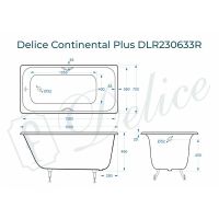 Чугунная ванна Delice Continental Plus 150x70 с отверстиями под ручки без антискользящего арт-DLR230633R — фото 2, Чугунные ванны