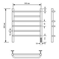 Электрический полотенцесушитель Comfysan Puro EC-6 60x50 Белый матовый арт-012861 — фото 2, Электрические полотенцесушители