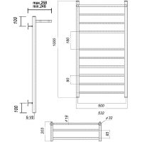Водяной полотенцесушитель Domoterm Медея сп П10 500x1000 с полкой Хром арт-МедеяспП10500x1000 — фото 2, Водяные полотенцесушители