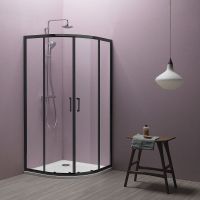 Душевой уголок Kolpa San Eco Quat TKP 90x90 профиль Черный стекло прозрачное арт-515300 — фото 1, Душевые уголки четверть круга