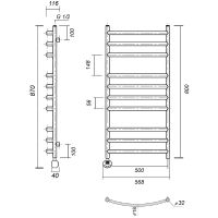 Электрический полотенцесушитель Domoterm Калипсо П10 500x800 EL Хром арт-КалипсоП10500x800EL — фото 2, Электрические полотенцесушители