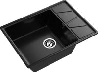 GRANFEST Мойка VERTEX 680L 1-чаша+крыло 680*500мм черный арт.GF- арт-V-680L черный — фото 1, Кухонные мойки