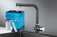 Комплект кухонный смеситель Granula 2015 Чёрный + Фильтр Granula арт-2015 Чёрный+АКС-002 — фото 1, Смесители для кухни