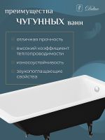 Чугунная ванна Delice Parallel 180x80 без отверстий под ручки и антискользящего покрытия арт-DLR220506 — фото 3, Чугунные ванны