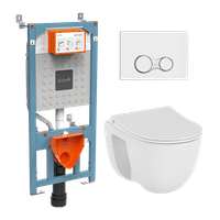 Комплект подвесного унитаза S40 с инсталляцией и кнопкой, сиденье микролифт арт-44.9 — фото 1, Комплекты унитаз + инсталляция
