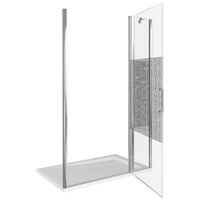 Душевая дверь в нишу Good Door Fantasy WTW-140-F-CH 140 профиль Хром стекло прозрачное с рисунком арт-ФА00015 — фото 1, Распашные душевые двери