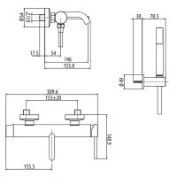 Смеситель для ванны Gattoni Circle Two Черный матовый арт-9100/91NO — фото 2, Смеситель для ванны