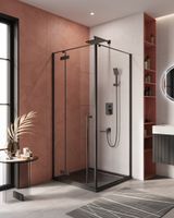 Душевой уголок Cezares арт-LINER-A-1-90-C-NERO-L — фото 1, Квадратные душевые уголки