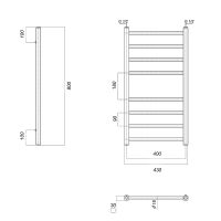 Водяной полотенцесушитель Domoterm Куба П8 400x800 Золото арт-КубаП8400x800золото — фото 2, Водяные полотенцесушители