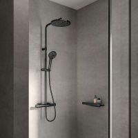 Душевая система Keuco Plan Blue с термостатом Черная матовая арт-53926372321 — фото 1, Душевые стойки