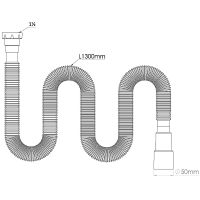 Гибкая труба Nova с гайкой 1 1/2 1300 мм, выход d40/50 мм с плоской прокладкой арт-1335 — фото 2, Гофры и отводы