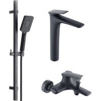 Товар: Комплект смесителей Bond Cube Черный матовый арт-B03-5788 - фото 1 Комплект смесителей Bond Cube Черный матовый арт-B03-5788 — фото 1, Готовые комплекты для ванной комнаты