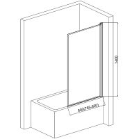 Шторка на ванну AQUAme 80 R профиль Черный матовый стекло прозрачное арт-AQM2859-R — фото 5, Неподвижные шторки для ванной