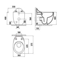 Унитаз биде Creavit Foglia Белый без сиденья арт-FG350-00CB00E-0000 — фото 5, Приставные унитазы