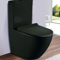 Унитаз компакт CeramaLux Черный матовый с бачком и сиденьем Микролифт арт-2166MB — фото 1, Напольные унитазы