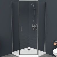 Душевой уголок BelBagno Uno 90х90 профиль Хром стекло прозрачное арт-UNO-195-P-1-90-C-Cr — фото 1, Душевые уголки трапеция