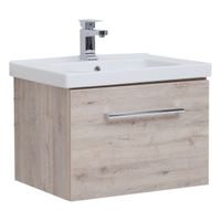 Тумба BIG INN, 65 см, подвесная, 1 ящик + выдвижной внутренний ящик, дуб кантри арт-77.0202D — фото 9, Тумбы под раковину