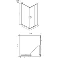 Душевой уголок Ambassador Kingston 100х100 профиль Хром стекло прозрачное арт-14011103 — фото 4, Квадратные душевые уголки