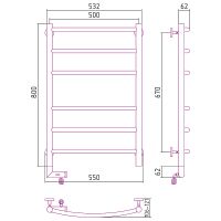 Электрический полотенцесушитель Сунержа Галант 2.0 800x500 L Черный матовый арт-31-5200-8050 — фото 4, Электрические полотенцесушители